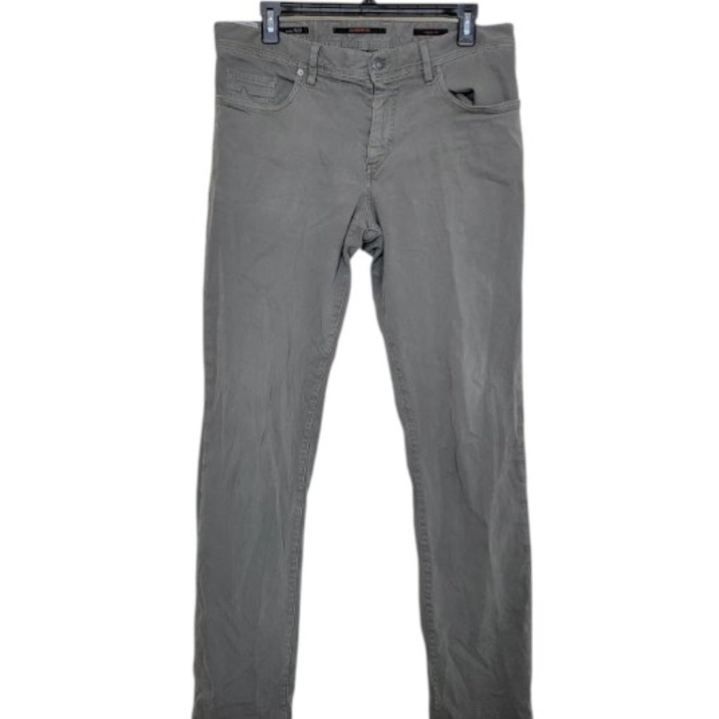 Alberto Men's Gray Pipe Soft Twill Oeko-Tex Five-Pocket Denim Straight Jeans 32